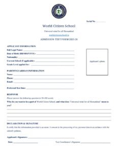 Picture of Admission Test Form [Acedmic Year 2025-26]